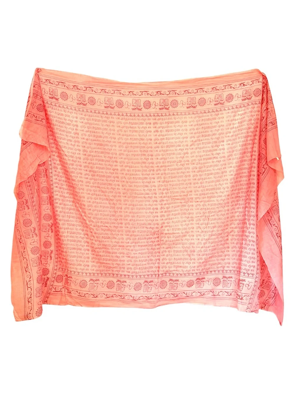 Cotton Meditation Yoga Prayer Shawl with Om Mantra Print in Pink Rose